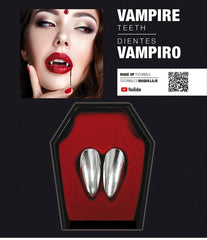 Canines De Vampire Argent Avec Pâte / Canines Dracula Argent / Deux Canines De Vampire à Coller Sur Vos Propres Dent / La Maison Du Déguisement