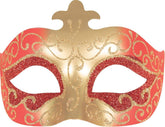 Loup Vénitien Rouge et Or / Masque Venice Paillettes Rouge et Dorée/ La Maison Du Déguisement