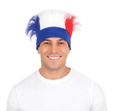Perruque Bandeau Tricolore / Bandeau de supporter France / Bandeau avec cheveux bleu, blanc, rouge / La Maison Du déguisement