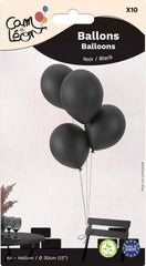 Lot De 10 Ballons Métallisés Noir / 10 Ballons en Latex Noir / La Maison Du Déguisement