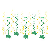 Guirlande St Patrick Spirale Métallisée à Suspendre Trèfles Lot de 12 / Décoration Irlandaise Trèfle à Suspendre / La Maison Du Déguisement