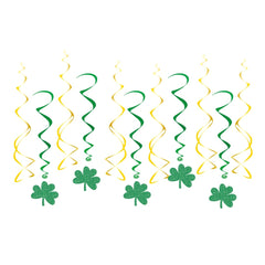 Guirlande St Patrick Spirale Métallisée à Suspendre Trèfles Lot de 12 / Décoration Irlandaise Trèfle à Suspendre / La Maison Du Déguisement