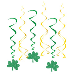 Guirlande St Patrick Spirale Métallisée à Suspendre Trèfles Lot de 12 / Décoration Irlandaise Trèfle à Suspendre / La Maison Du Déguisement