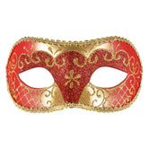 Loup Vénitien Rouge et Or / Masque Venice Paillettes Rouge et Dorée / La Maison Du Déguisement