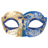 Loup Vénitien Or et Bleu / Masque Venice Paillettes Dorée et Bleu / La Maison Du Déguisement