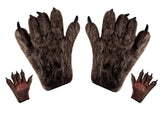 Gants Loup Garou Marron / Mains Bête Marron / Gants Monstre Marron en latex avec poils / la Maison Du Déguisement