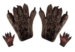 Gants Loup Garou Marron / Mains Bête Marron / Gants Monstre Marron en latex avec poils / la Maison Du Déguisement