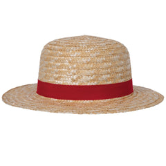 Chapeau Canotier avec Ruban Rouge BM / Chapeau Gondolier Paille / Chapeau De Paille Canotier Luxe / La Maison du Déguisement