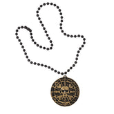 Collier Pirate Noir et Or / Collier Pirates de Caraïbes / Collier Tête de Mort Dorée / La Maison Du Déguisement