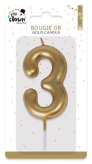 Bougie Anniversaire Chiffre 3 Doré / La Maison Du Déguisement