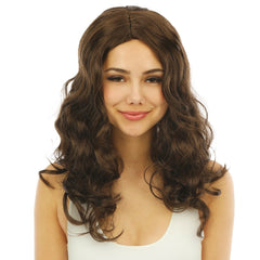 Perruque Longue Bouclée Sans Frange Châtain / La Maison Du Déguisement