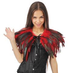 Cape Gothique en plumes Noir et Rouge Femme / Echarpe en Plumes Noir et Rouge Femme / Châles en Plumes Noir et Rouge élégants et uniques / La Maison Du Déguisement