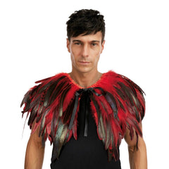Cape Gothique en plumes Noir et Rouge / Echarpe en Plumes Noir et Rouge / Châles en Plumes Noir et Rouge élégants et uniques / La Maison Du Déguisement