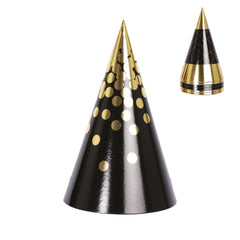 Chapeaux Pointu Carton Or et Noir / 6 Chapeaux Pointu Carton Doré et Noir / La Maison Du Déguisement