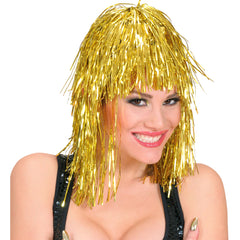 Perruque Disco Métallique Doré / Perruque Disco Lamé Or / La Maison du Déguisement