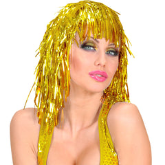 Perruque Disco Métallique Doré / Perruque Disco Lamé Or / La Maison du Déguisement