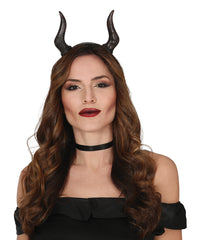 Serre Tête De Diable Noir GM / Serre Tête Cornes De Démon Noir / La Maison Du Déguisement