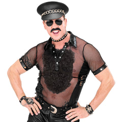 Torse velu noir / Faux torse velu avec poils frisés / La maison Du Déguisement