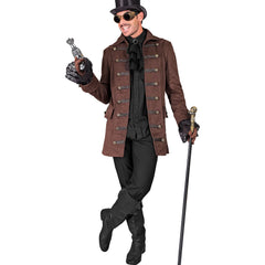 Location Déguisement Manteau Pirate Marron / Location Costume Steampunk Marron / Location Costume Manteau Personnage Historique / La Maison Du Déguisement