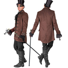 Location Déguisement Manteau Pirate Marron / Location Costume Steampunk Marron / Location Costume Manteau Personnage Historique / La Maison Du Déguisement