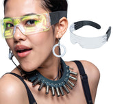 Lunette Futuriste LED Multicolores / Lunettes Cyber Visor Lumineux Futuristes Multicolores / Visière Originale Illuminated Cyberpunk Cyber Goth Iron Néon Avancé / La Maison Du Déguisement