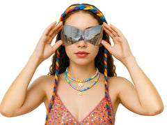 Lunettes Mirroir Futuristes Argent / Lunettes Popstar Argent / Lunettes de L'espace Argent / La Maison Du Déguisement