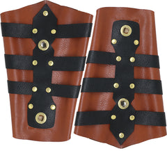 Bracelets Centurion Romain Marron Adulte / Garde Avants Gladiateur Romains / Paire de Manchettes Viking Simili Cuir Marron / La Maison Du Déguisement