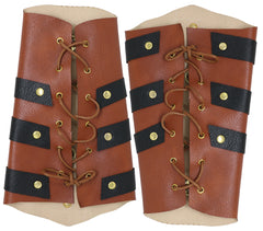 Bracelets Centurion Romain Marron Adulte / Garde Avants Gladiateur Romains / Paire de Manchettes Viking Simili Cuir Marron / La Maison Du Déguisement