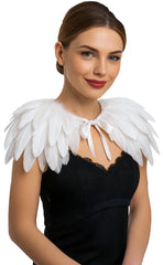 Cape En Plumes Blanches / Echarpe Gothique en Plumes Blanc / Châles en Plumes Blanc élégants et Uniques / La Maison Du Déguisement