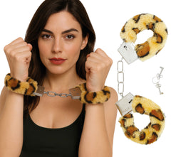 Menottes Léopard Avec Fourrure / Menottes Métalliques Avec Fourrure Léopard / Menottes En Velours Léopard / La Maison Du Déguisement