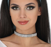 Collier Ras Du Cou Paillettes / Collier Avec Strass Argent / La Maison Du Déguisement