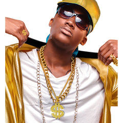 Collier Dollar Doré / Chaîne Dollar Avec Pendentif De Qualité / Collier Dollar Bling Bling Or / La Maison Du Déguisement