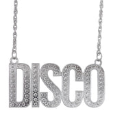Collier Disco Argent / Chaînes Disco Argent / Chaîne Métallique avec Pendentif DISCO / La Maison Du Déguisement