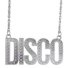 Collier Disco Argent / Chaînes Disco Argent / Chaîne Métallique avec Pendentif DISCO / La Maison Du Déguisement
