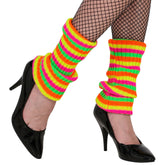 Guêtres Années 80 Arc-en-ciel néon / Jambières Arc-en-ciel Fluo Disco / La Maison Du Déguisement