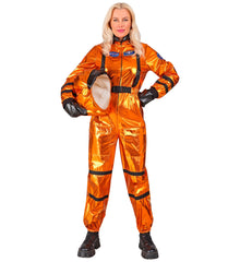 Déguisement Astronaute Orange Métallisé Luxe Femme / Costume Cosmonaute Métallisé Orange Femme Avec Casque / La Maison Du Déguisement