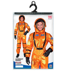 Déguisement Astronaute Orange Métallisé Luxe Femme / Costume Cosmonaute Métallisé Orange Femme Avec Casque / La Maison Du Déguisement