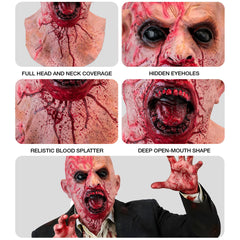 Masque De Zombie Tête Entière Avec Cou En Latex / Masque Halloween Zombie / La Maison Du Déguisement