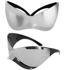Lunettes Mirroir Futuristes Argent / Lunettes Popstar Argent / Lunettes de L'espace Argent / La Maison Du Déguisement