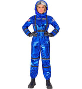 Déguisement Astronaute Bleu Métallisé Luxe Femme / Costume Cosmonaute Métallisé Bleu Femme Avec Casque / La Maison Du Déguisement