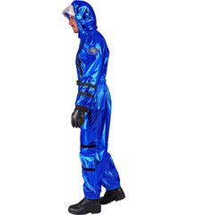 Déguisement Astronaute Bleu Métallisé Luxe / Costume Cosmonaute Métallisé Bleu Avec Casque / La Maison Du Déguisement