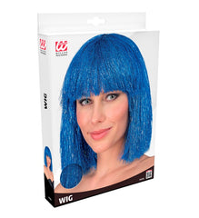 Perruque Glamour Brillante Bleu / Perruque Lamé Disco Bleu / La Maison Du Déguisement