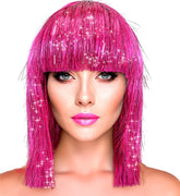 Perruque Glamour Brillante Rose / Perruque Lamé Disco Rose / La Maison Du Déguisement
