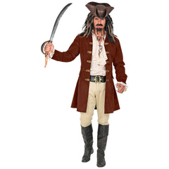 Location Déguisement Veste Pirate Marron Adulte / Location Costume Manteau Steampunk Suédine Marron Homme / La Maison Du Déguisement