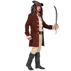 Location Déguisement Veste Pirate Marron Adulte / Location Costume Manteau Steampunk Suédine Marron Homme / La Maison Du Déguisement