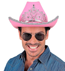 Chapeau Cowboy Rose / Chapeau Cow boy Glimmer Rose / Chapeau Cowgirl Party Avec Diadème / La Maison Du Déguisement