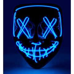 Masque LED Visage Sanglant Bleu / Masque Nightmare Led Bleu / Masque Effrayant Led Bleu / La Maison Du Déguisement
