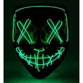 Masque Effrayant Led Vert / Masque Nightmare La Purge lumineux Éclairage LED vert à 3 modes / La Maison Du Déguisement