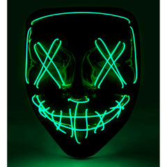 Masque Effrayant Led Vert / Masque Nightmare La Purge lumineux Éclairage LED vert à 3 modes / La Maison Du Déguisement