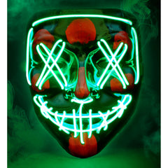 Masque Effrayant Led Vert / Masque Nightmare La Purge lumineux Éclairage LED vert à 3 modes / La Maison Du Déguisement